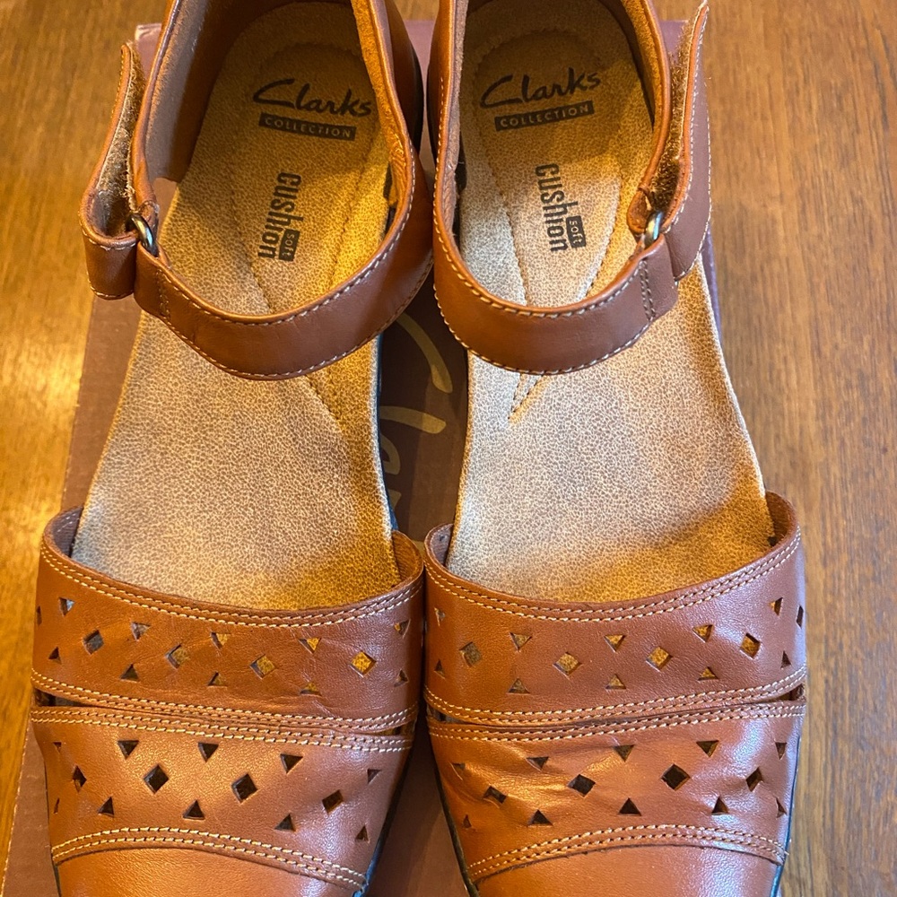 Clarks Tan Cut-Out Sandals